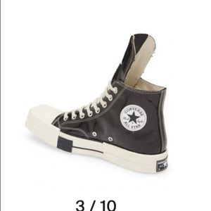 Rick Owens converse DKSHDW high top chuck M8 W10 EU 41.5 black/egret/white NIB